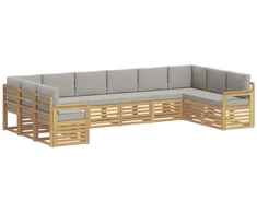 Lauko sofos komplektas 7 pcs Balta ir šviesiai pilka