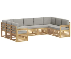 Lauko sofos komplektas 7 pcs Balta ir šviesiai pilka