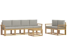 Lauko sofos komplektas 7 pcs Balta ir šviesiai pilka