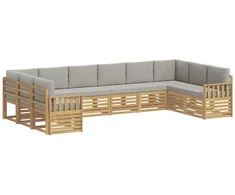 Lauko sofos komplektas 7 pcs Balta ir šviesiai pilka