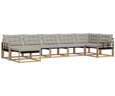 Lauko sofos komplektas 7 pcs Balta ir šviesiai pilka