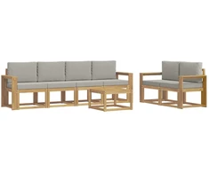 Lauko sofos komplektas 7 pcs Balta ir šviesiai pilka