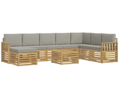 Lauko sofos komplektas 7 pcs Balta ir šviesiai pilka