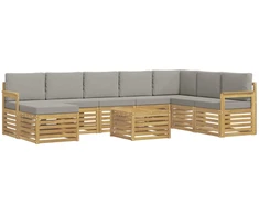Lauko sofos komplektas 7 pcs Balta ir šviesiai pilka