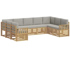 Lauko sofos komplektas 7 pcs Balta ir šviesiai pilka