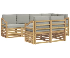 Lauko sofos komplektas 7 pcs Balta ir šviesiai pilka