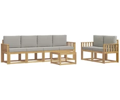 Lauko sofos komplektas 7 pcs Balta ir šviesiai pilka