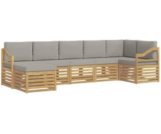 Lauko sofos komplektas 7 pcs Balta ir šviesiai pilka