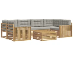 Lauko sofos komplektas 7 pcs Balta ir šviesiai pilka