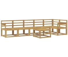 Lauko sofos komplektas 7 pcs Balta Kietos akacijos mediena