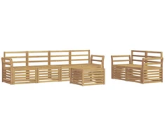 Lauko sofos komplektas 7 pcs Balta Kietos akacijos mediena