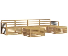 Lauko sofos komplektas 7 pcs Balta Kietos akacijos mediena