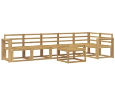 Lauko sofos komplektas 7 pcs Balta Kietos akacijos mediena