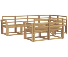 Lauko sofos komplektas 7 pcs Balta Kietos akacijos mediena
