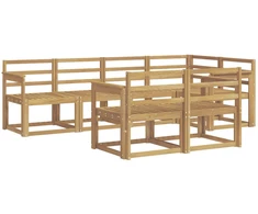Lauko sofos komplektas 7 pcs Balta Kietos akacijos mediena