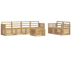 Lauko sofos komplektas 7 pcs Balta Kietos akacijos mediena