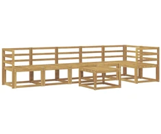 Lauko sofos komplektas 7 pcs Balta Kietos akacijos mediena