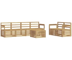 Lauko sofos komplektas 7 pcs Balta Kietos akacijos mediena