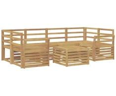 Lauko sofos komplektas 7 pcs Balta Kietos akacijos mediena