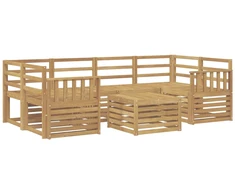 Lauko sofos komplektas 7 pcs Balta Kietos akacijos mediena