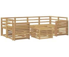 Lauko sofos komplektas 7 pcs Balta Kietos akacijos mediena