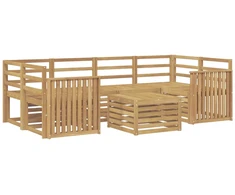 Lauko sofos komplektas 7 pcs Balta Kietos akacijos mediena