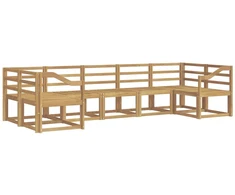 Lauko sofos komplektas 7 pcs Balta Kietos akacijos mediena