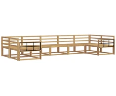 Lauko sofos komplektas 7 pcs Balta Kietos akacijos mediena