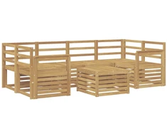 Lauko sofos komplektas 7 pcs Balta Kietos akacijos mediena
