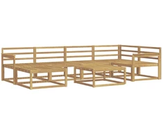 Lauko sofos komplektas 7 pcs Balta Kietos akacijos mediena
