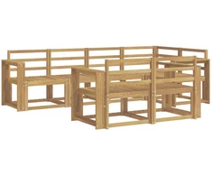 Lauko sofos komplektas 7 pcs Balta Kietos akacijos mediena