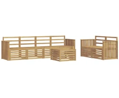 Lauko sofos komplektas 7 pcs Balta Kietos akacijos mediena