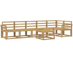 Lauko sofos komplektas 7 pcs Balta Kietos akacijos mediena