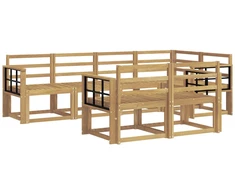 Lauko sofos komplektas 7 pcs Balta Kietos akacijos mediena