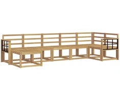 Lauko sofos komplektas 7 pcs Balta Kietos akacijos mediena