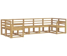 Lauko sofos komplektas 7 pcs Balta Kietos akacijos mediena