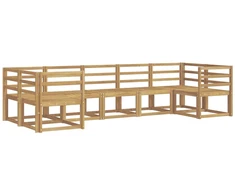 Lauko sofos komplektas 7 pcs Balta Kietos akacijos mediena