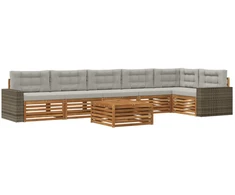 Lauko sofos komplektas 7 pcs Natūrali ir šviesiai pilka