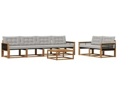 Lauko sofos komplektas 7 pcs Natūrali ir šviesiai pilka