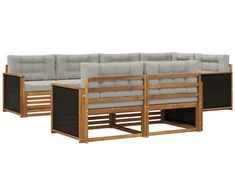 Lauko sofos komplektas 7 pcs Natūrali ir šviesiai pilka