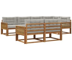 Lauko sofos komplektas 7 pcs Natūrali ir Šviesiai pilka