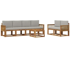 Lauko sofos komplektas 7 pcs Natūrali ir šviesiai pilka