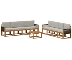 Lauko sofos komplektas 7 pcs Natūrali ir šviesiai pilka
