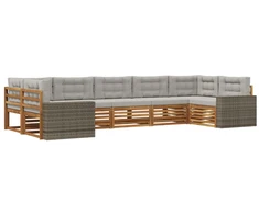 Lauko sofos komplektas 7 pcs Natūrali ir šviesiai pilka