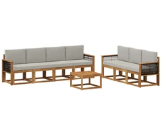 Lauko sofos komplektas 7 pcs Natūrali ir šviesiai pilka