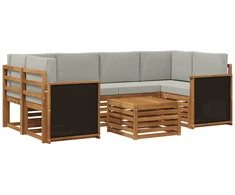 Lauko sofos komplektas 7 pcs Natūrali ir šviesiai pilka