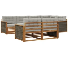 Lauko sofos komplektas 7 pcs Natūrali ir šviesiai pilka