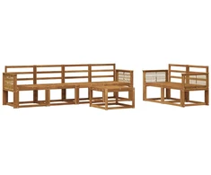 Lauko sofos komplektas 7 pcs Natūrali Kietos akacijos mediena