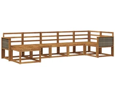 Lauko sofos komplektas 7 pcs Natūrali Kietos akacijos mediena