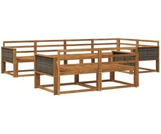 Lauko sofos komplektas 7 pcs Natūrali Kietos akacijos mediena